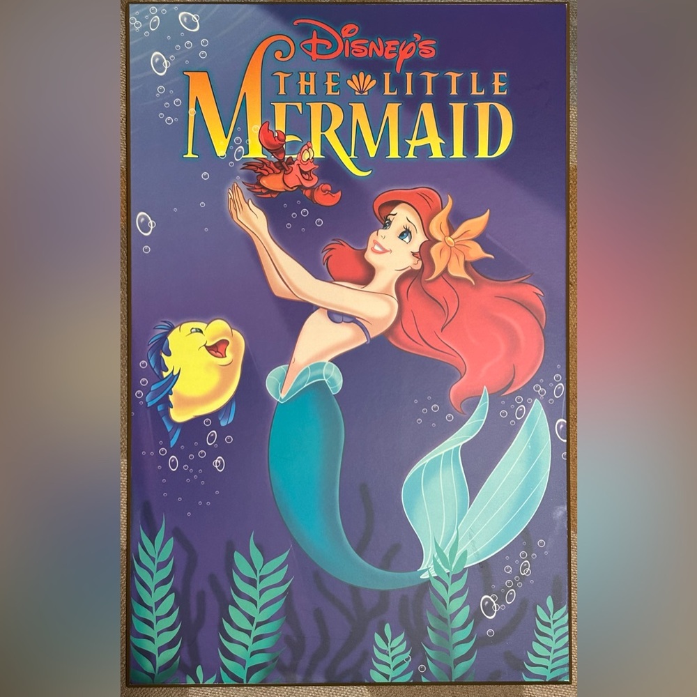 Disney’s The Little Mermaid w Sebastian & Flounder 17x11 mounted wall hanging